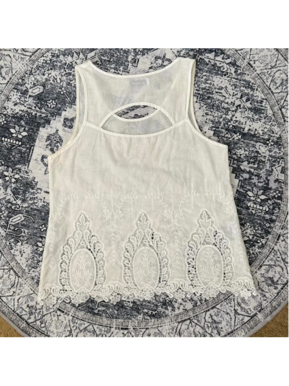 Azalea White Tank Top with Embroidery - Size M